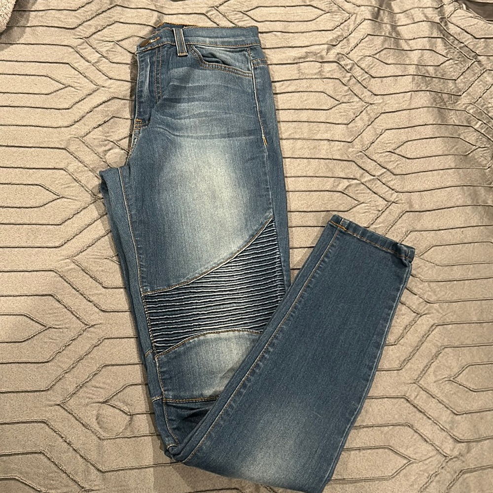 Women’s Vibrant MIU Skinny Moto Jeans Denim Blue Size 5